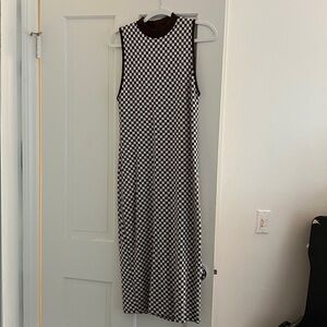 Zara Brown and White Checkered Dress